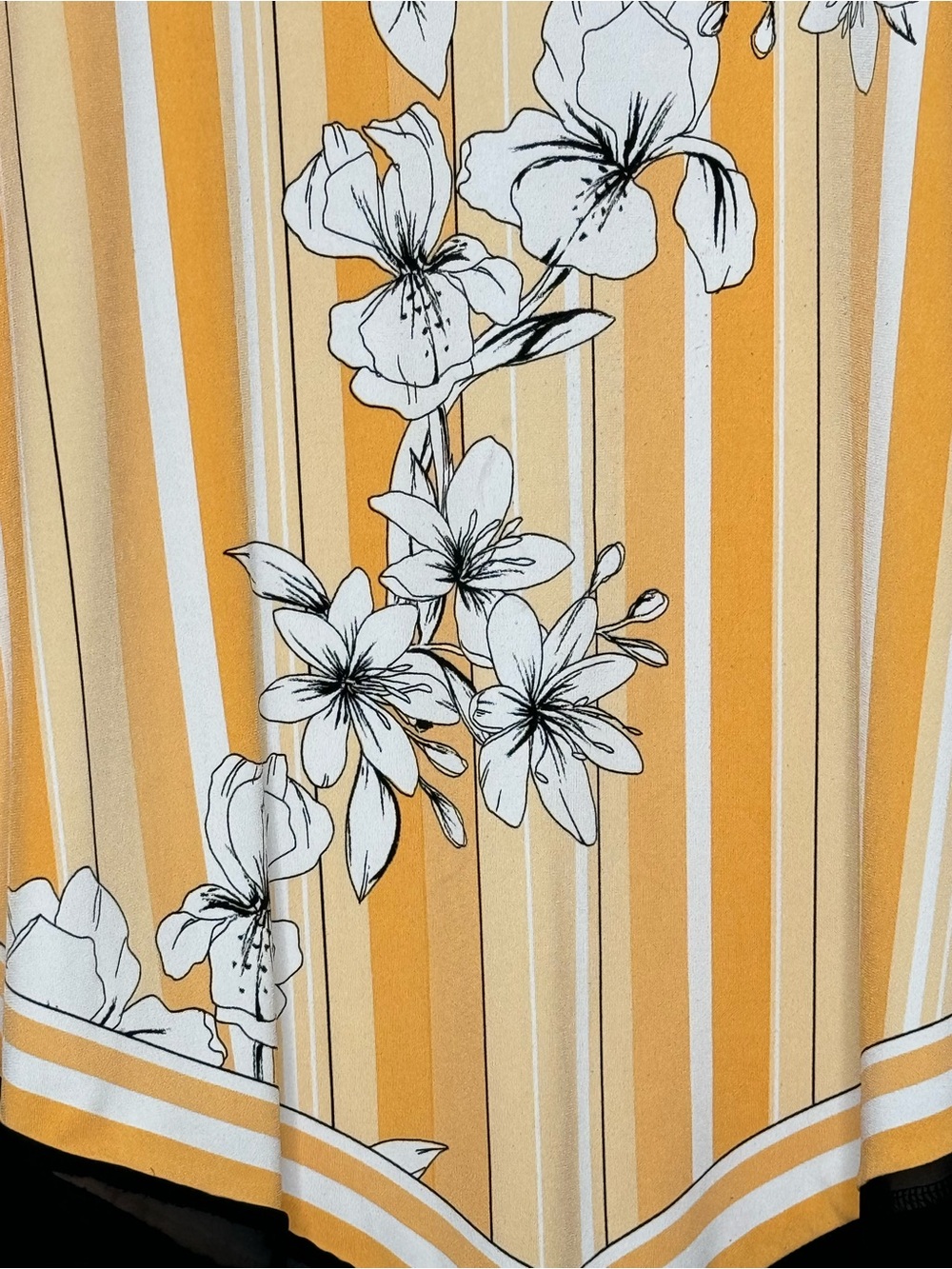 Alfani Women’s 2X Top Orange Striped Floral Print Asymmetric Hem 3/4 Sleeve - Picture 3 of 9